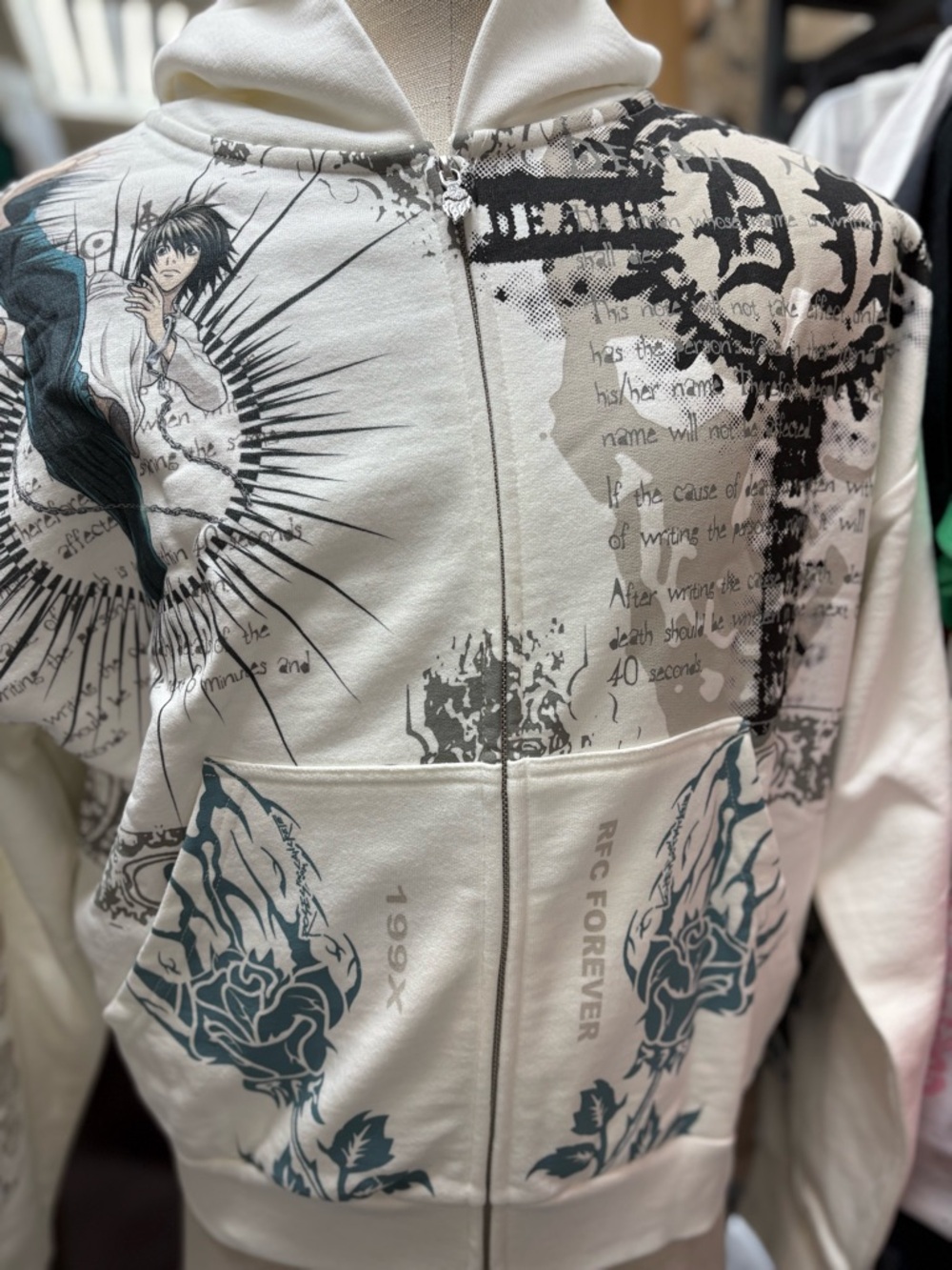 civil regine-deathnote thorn of truth outliers distressed zip up hoodie inbutter